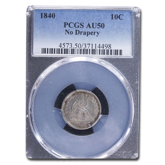 1840 Liberty Seated Dime AU-50 PCGS (No Drapery) 1840 Liberty Seated Dime AU-50 PCGS (No Drapery)